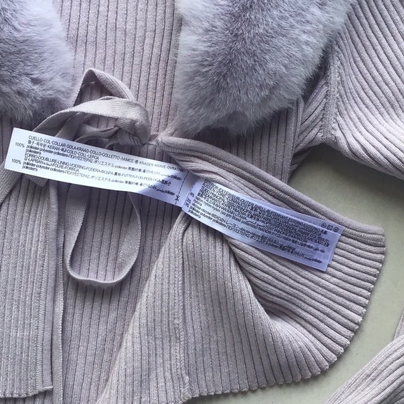 Zara lilac light purple faux fur ribbed cardigan sweater - Picture 9 of 13